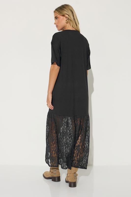 PixieGirl Petite Women's Black Lace T-Shirt Maxi Dress | PixieGirl 2