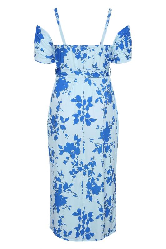 YOURS LONDON Curve Blue Floral Cold Shoulder Maxi Dress 7