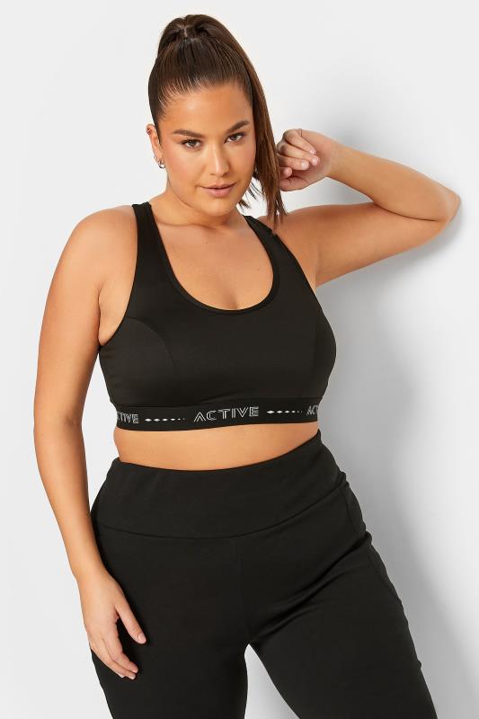 YOURS ACTIVE Plus Size Black Sports Bra | Yours Clothing  4