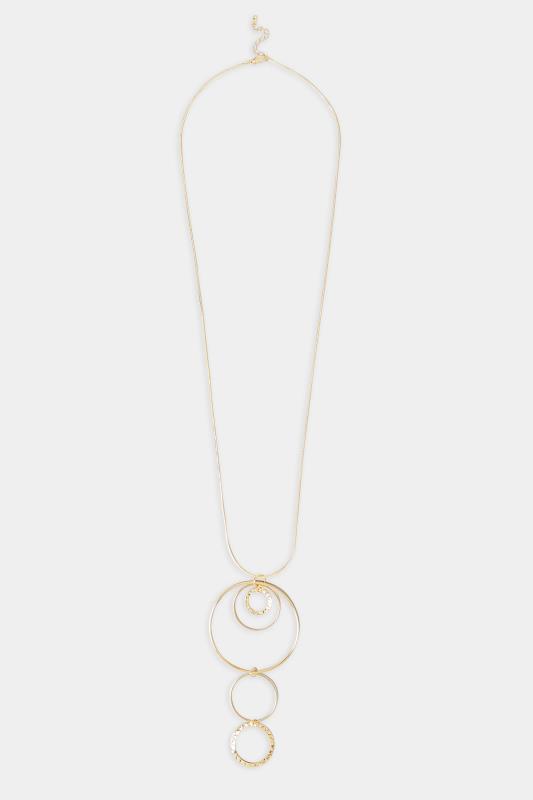 Gold Tone Long Circle Pendant Necklace | Yours Clothing  2