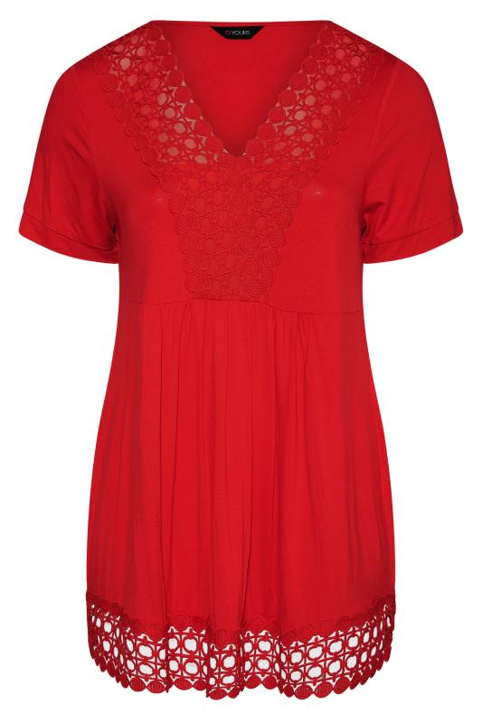Red Embroidered Short Sleeve Tunic