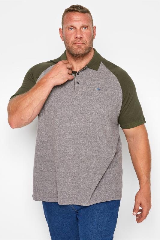 BadRhino Big & Tall Grey Marl Raglan Polo Shirt 1