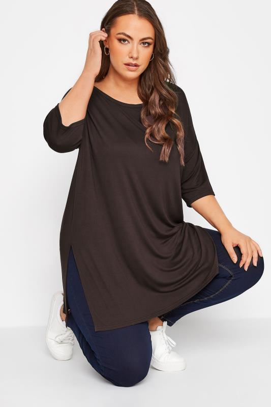 Curve Chocolate Brown Oversized T-Shirt 2