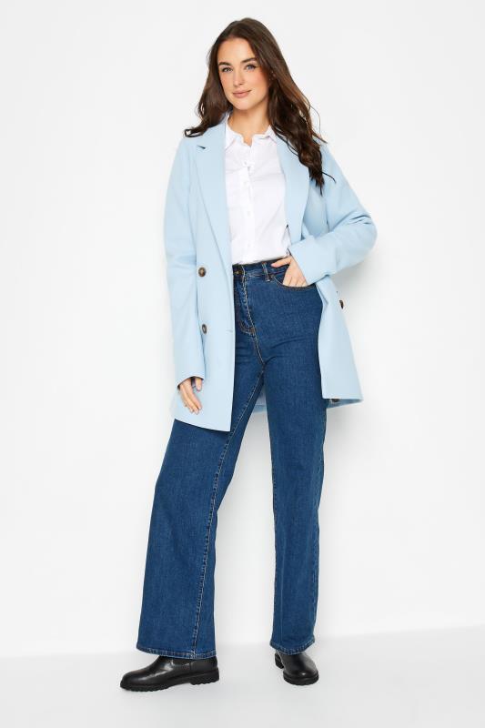 LTS Tall Women's Light Blue Double Breasted Brushed Jacket | Long Tall Sally 2