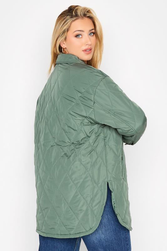 Curve Green Lightweight Diamond Quilted Jacket 3