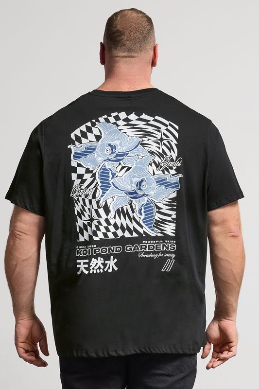 JACK & JONES Big & Tall Black Japanese Graphic Print T-Shirt | BadRhino 2
