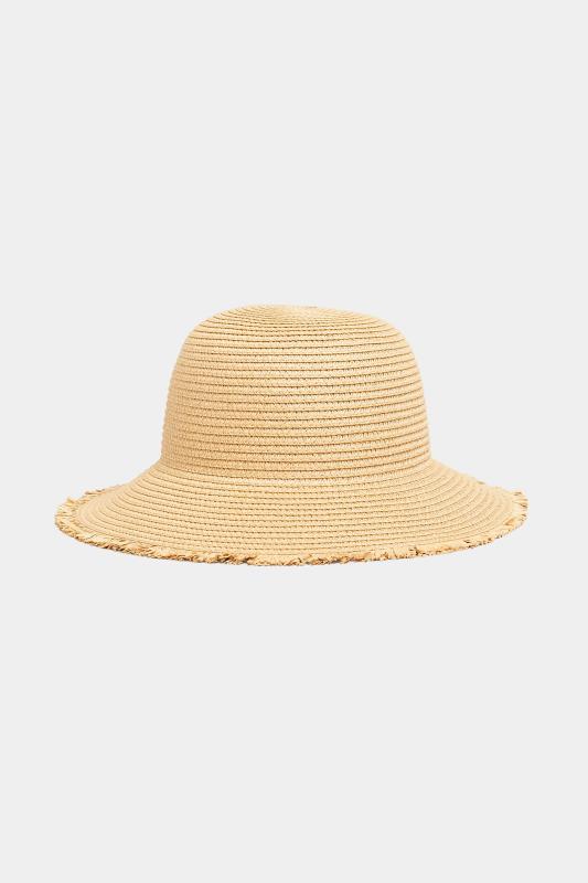  Grande Taille Natural Brown Frayed Edge Straw Hat