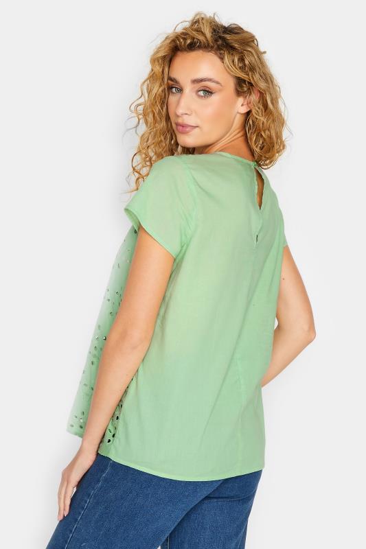 LTS Tall Women's Green Broderie Front T-Shirt | Long Tall Sally 3