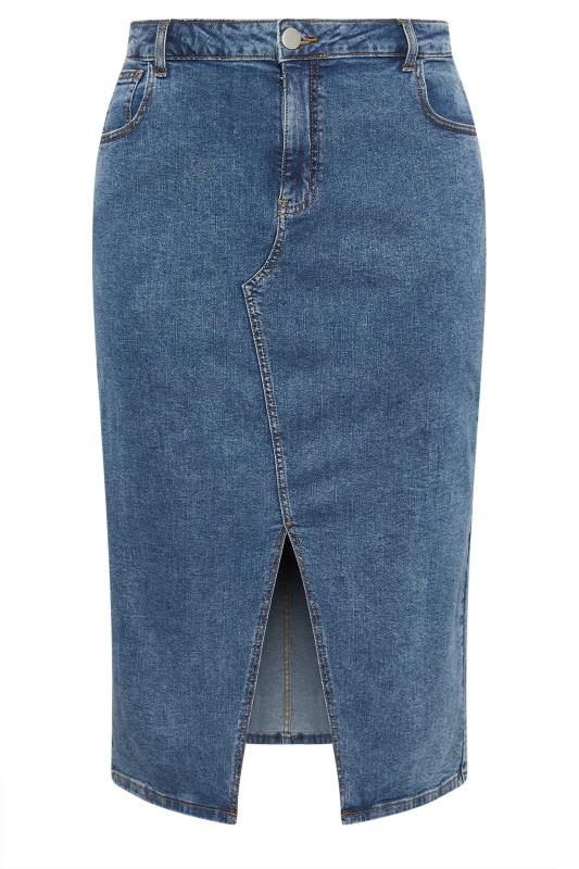 YOURS Plus Size Blue Midi Stretch Denim Skirt | Yours Clothing 9