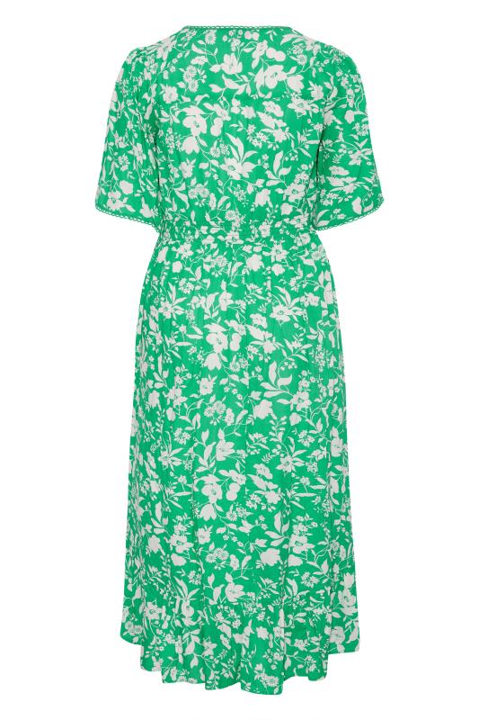 Plus Size Green Floral Dipped Hem Dress | Yours Clothing 7