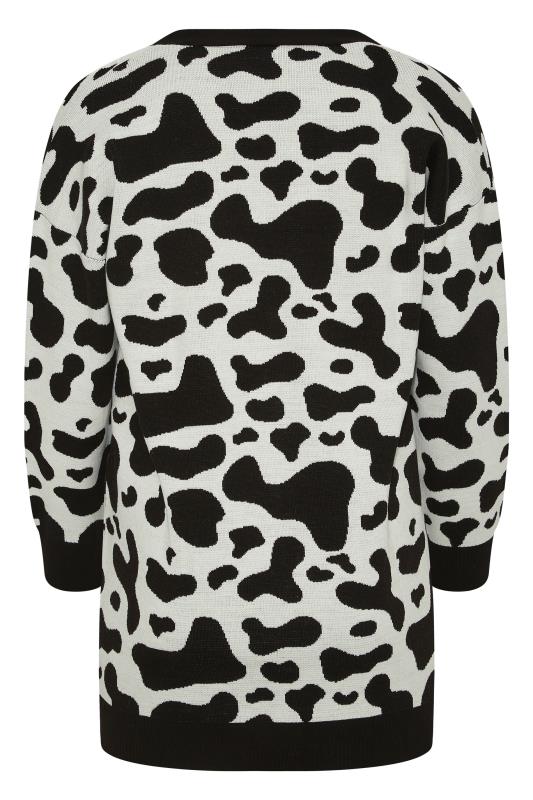 Plus Size Curve Black Cow Print Knitted Cardigan | Yours Clothing 7