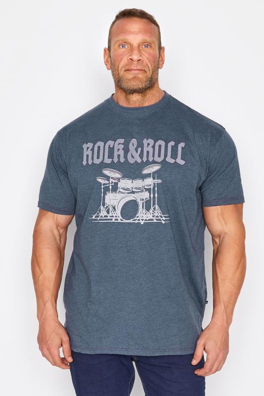 KAM Big & Tall Blue Rock & Roll Print T-Shirt 1