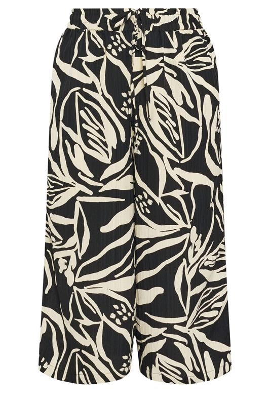 YOURS Plus Size Black Abstract Floral Cropped Trousers | Yours Clothing 5