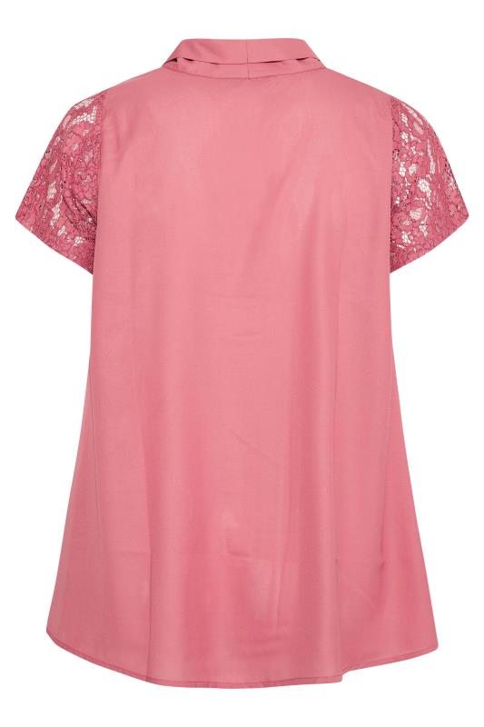 Plus Size Blush Pink Lace Insert Blouse | Yours Clothing 7