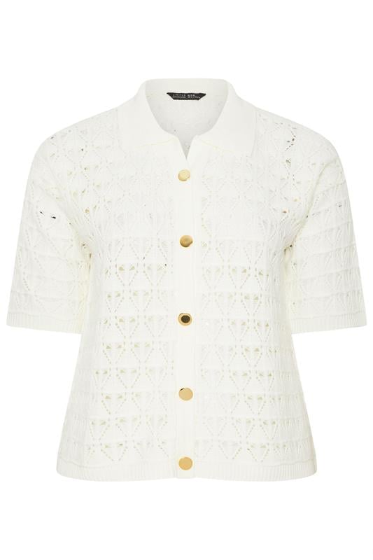 LIMITED COLLECTION Plus Size White Crochet Shirt | Yours Clothing 5