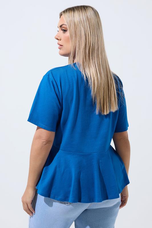 LIMITED COLLECTION Plus Size Blue New York Sporty Peplum Top 2