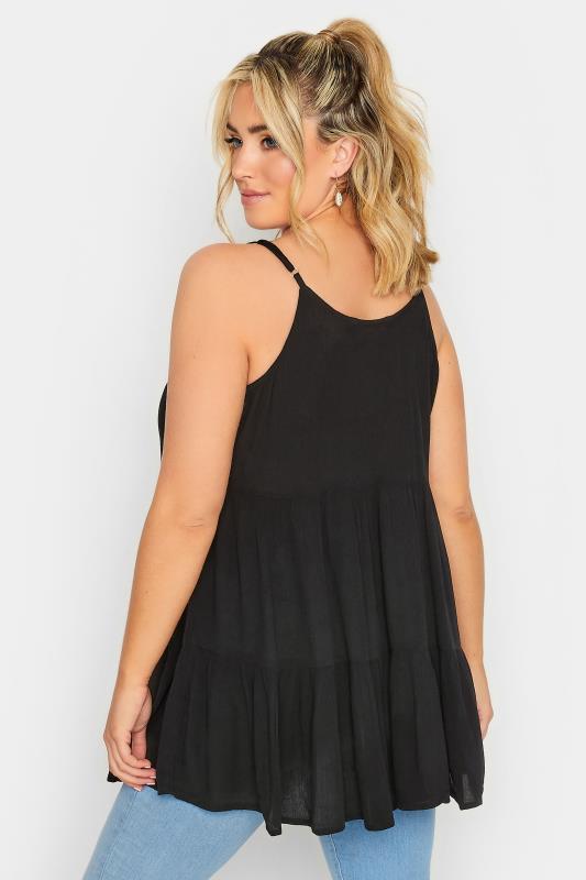 LIMITED COLLECTION Plus Size Black Crinkle Tiered Swing Vest Top | Yours Clothing 4
