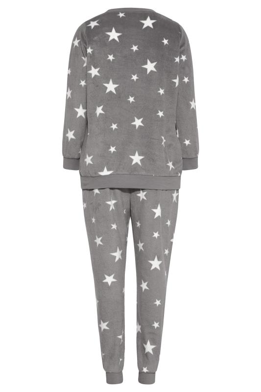 Plus Size Grey Star Print Fleece Lounge Set | Yours Clothing  7