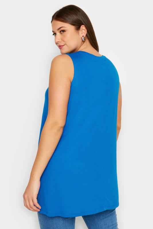 YOURS Plus Size Blue V-Neck Swing Vest Top | Yours Clothing 3
