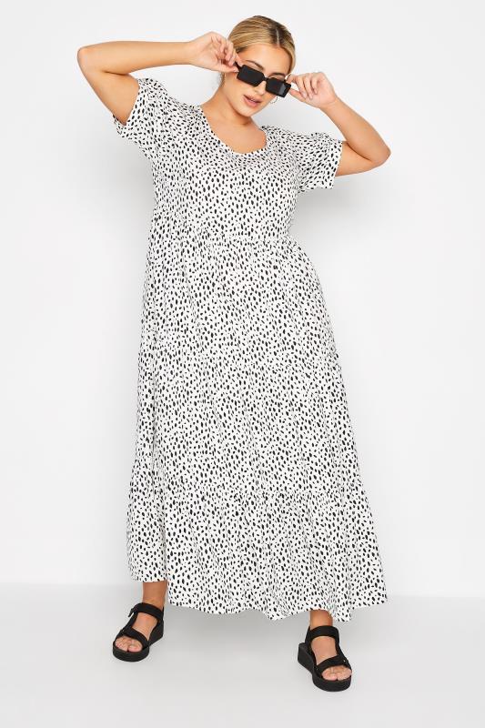 Plus Size  LIMITED COLLECTION Curve White Animal Markings Smock Tier Dress