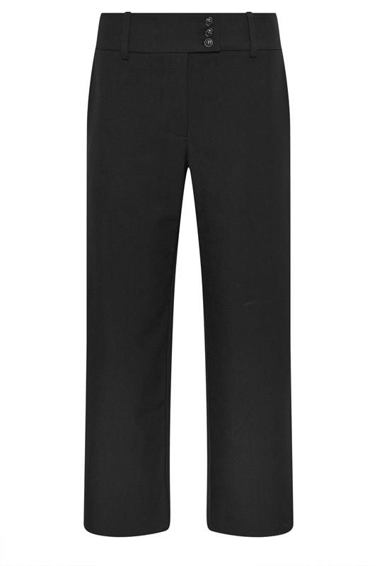 PixieGirl Petite Women's Black Button Tab Detail Wide Leg Trousers | PixieGirl 5