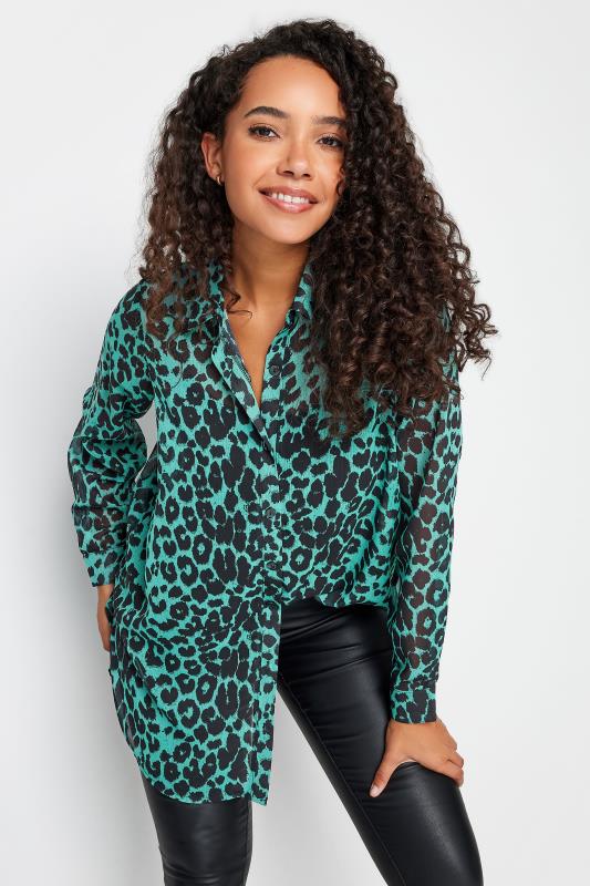 Women's  M&Co Green Animal Print Longline Shirt