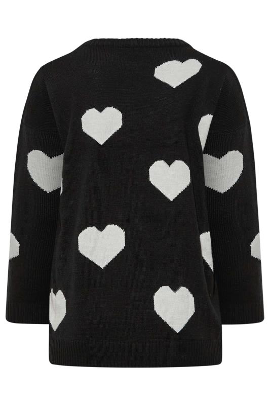 Plus Size Black Heart Jacquard Knit Jumper | Yours Clothing 7