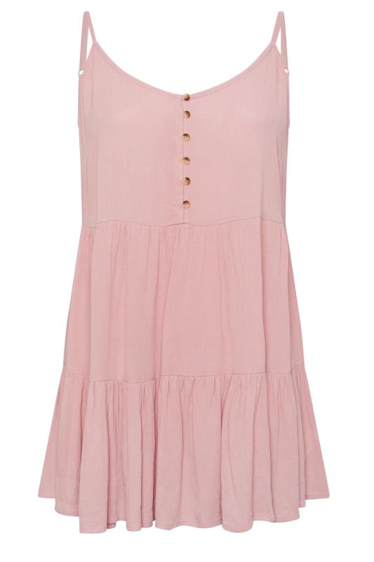 YOURS Plus Size Dusty Pink Crinkle Tiered Vest Top | Yours Clothing 5