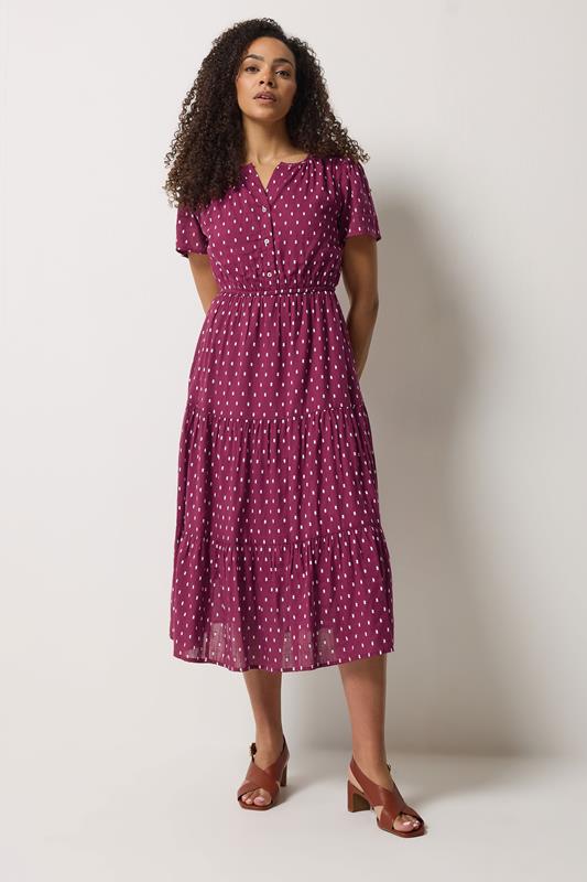  M&Co vestido largo escalonado morado baya de plumeti