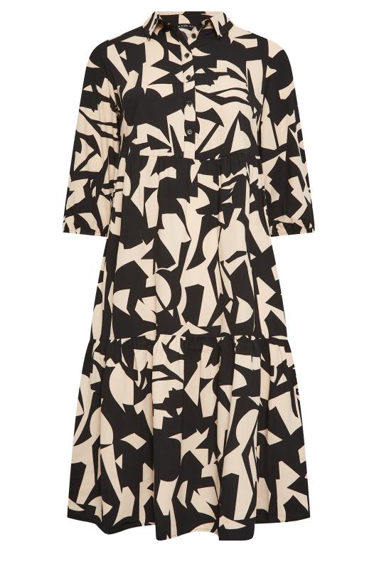YOURS Curve Black Abstract Print Midi Shirt Dress | Yours Clothing 7