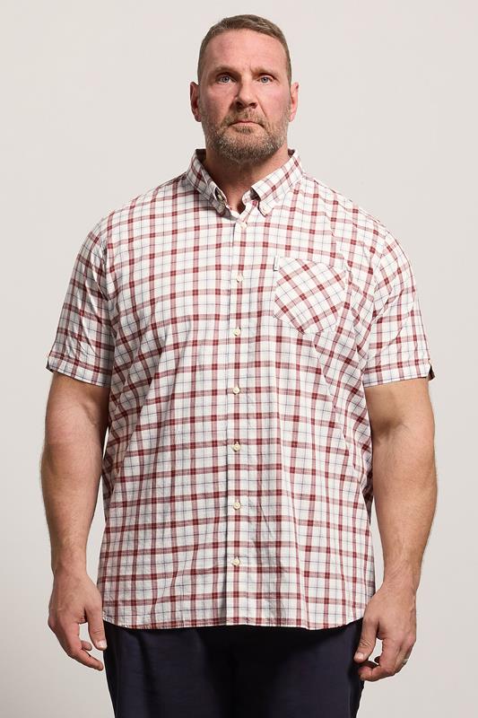  BEN SHERMAN Big & Tall Chemise bordeaux à carreaux