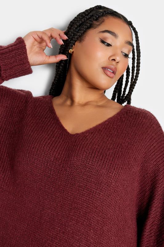 YOURS Plus Size Burgundy Red Midi Knitted Jumper Dress | Yours Clothing 4