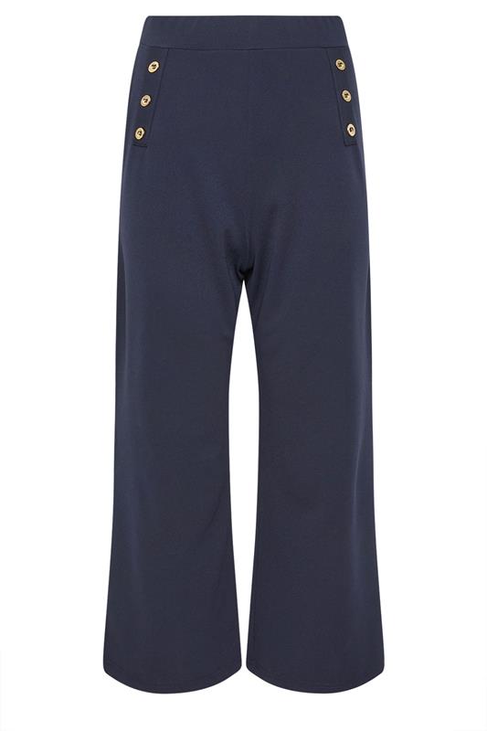 M&Co Petite Navy Blue Military Button Trousers | M&Co 5