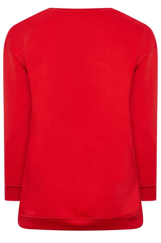 Plus Size Red 'USA' Embroidered Slogan Sweatshirt | Yours Clothing 7