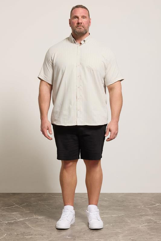 KAM Big & Tall Stone Brown Short Sleeve Stripe Shirt | BadRhino 1