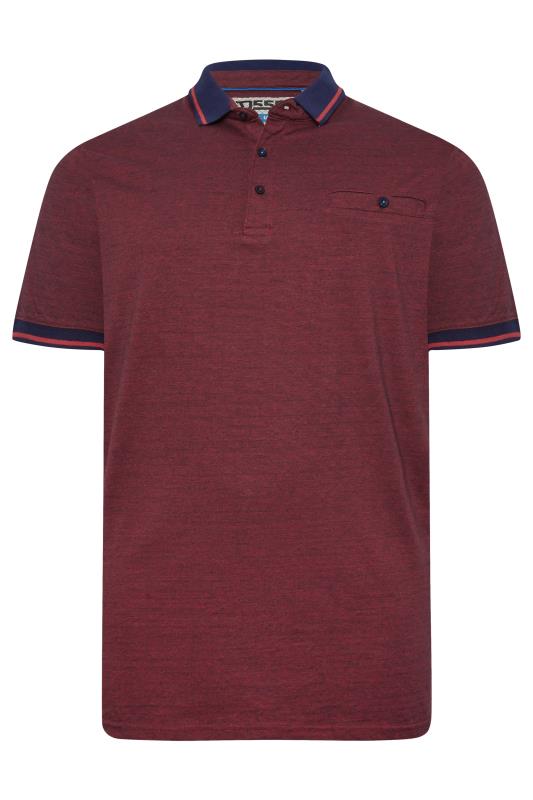 D555 Big & Tall Burgundy Red Stripe Pocket Polo Shirt | BadRhino 2