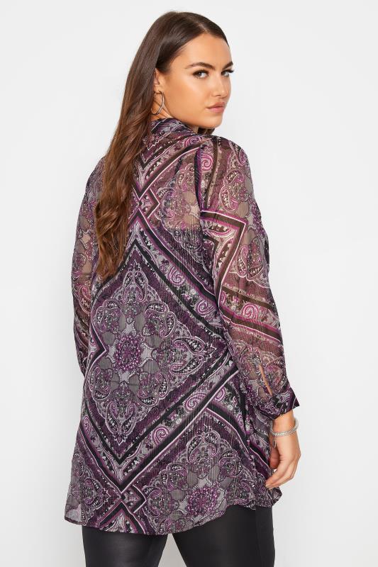 Purple Paisley Print Longline Shirt 