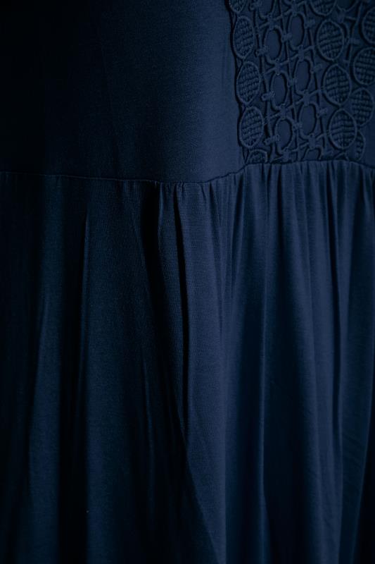 Plus Size Navy Blue Crochet Detail Peplum Tunic | Yours Clothing 5