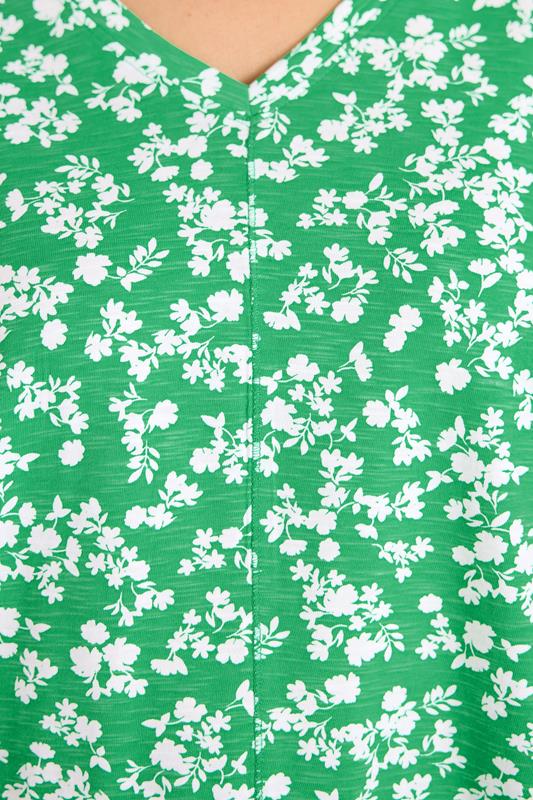 EVANS Plus Size Green Floral Pleat Front Top | Evans  4