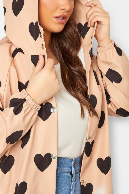 YOURS LUXURY Plus Size Pink Heart Print Longline Raincoat | Yours Clothing 5