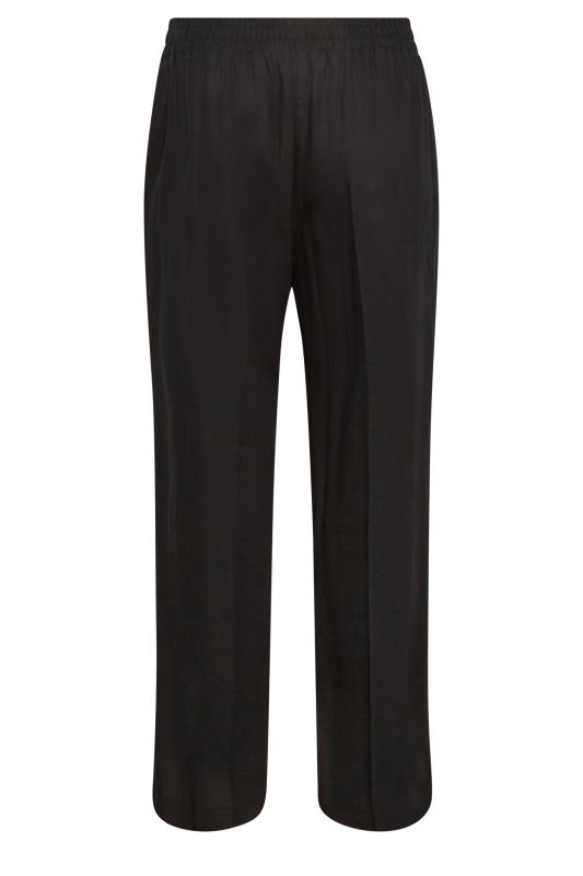 YOURS Curve Plus Size Black Wide Leg Linen Look Trousers | Yours Clothing  6