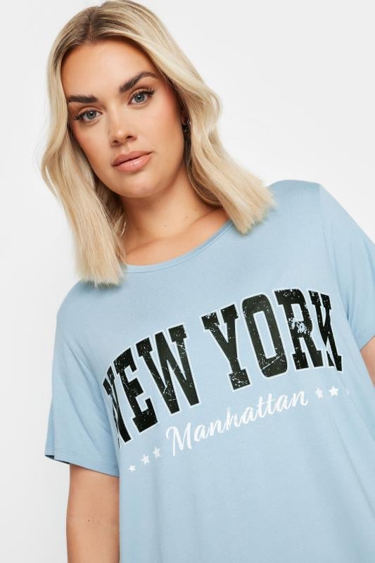 YOURS Plus Size Blue 'New York' Slogan T-Shirt | Yours Clothing  4