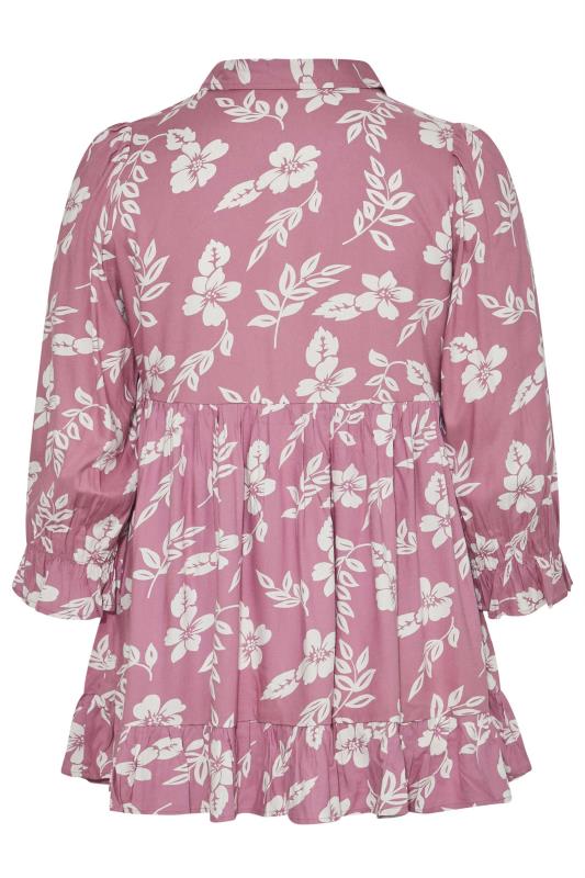 BUMP IT UP MATERNITY Plus Size Pink Floral Print Smock Blouse | Yours Clothing 7