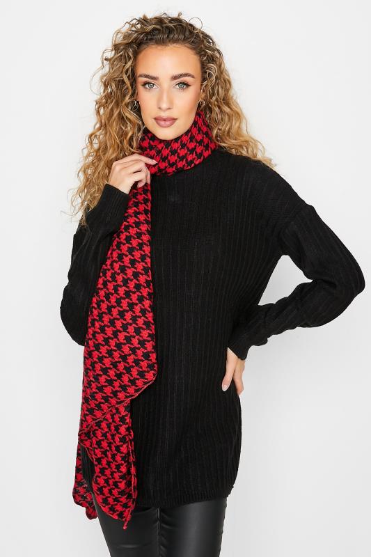 Red Dogtooth Check Scarf | Yours Clothing 1