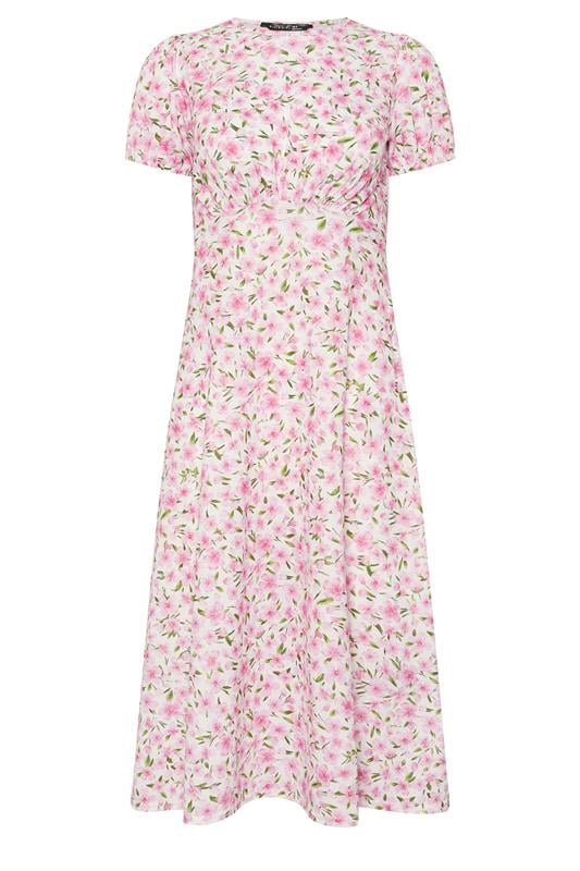 PixieGirl Petite Women's Pink & White Floral Midi Dress | PixieGirl 5