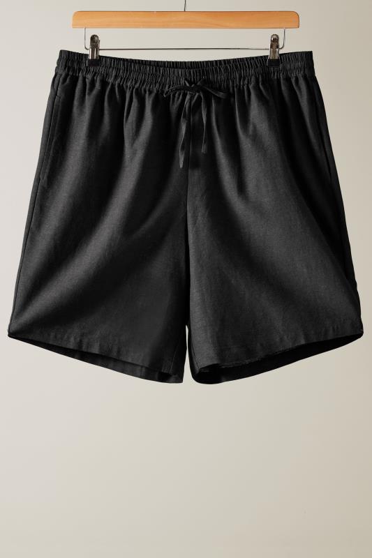 EVANS Plus Size Black Linen Shorts | Evans 5