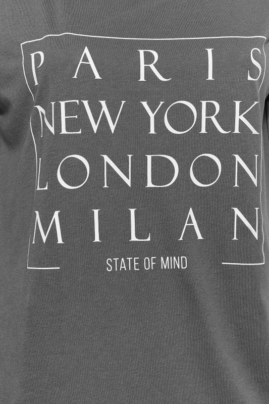 Curve Grey 'Paris New York London Milan' Slogan T-Shirt | Yours Clothing 5