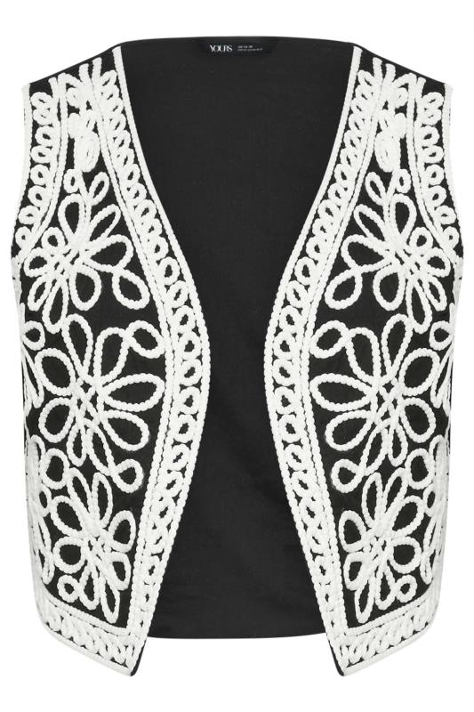 YOURS Plus Size Black & White Embroidered Waistcoat | Yours Clothing 6