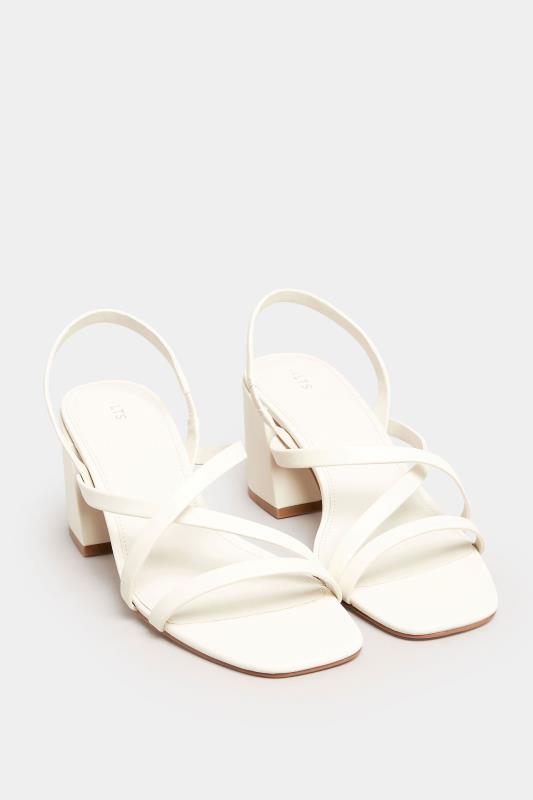 LTS White Cross Over Strap Block Heel Sandals In Standard Fit | Long Tall Sally  2