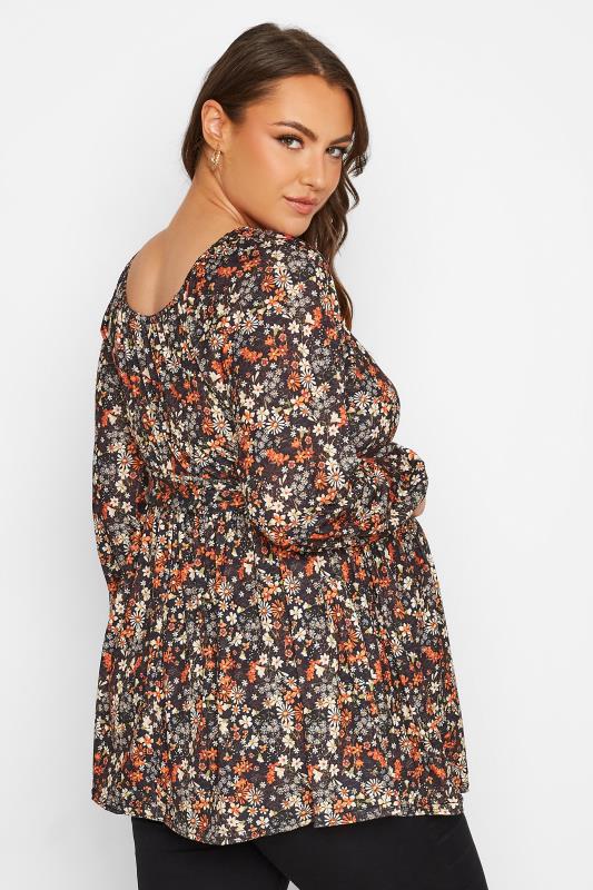 Plus Size BUMP IT UP MATERNITY Black Floral Wrap Top | Yours Clothing 3